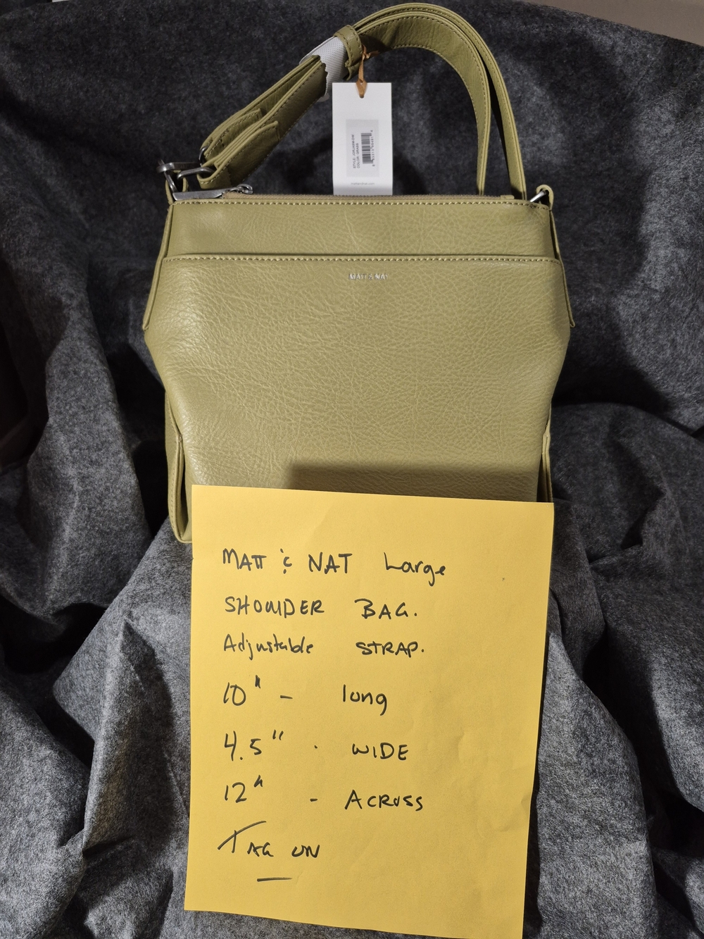 Matt & Nat Olive Green Large Shoulder Bag with Adjustable Strap